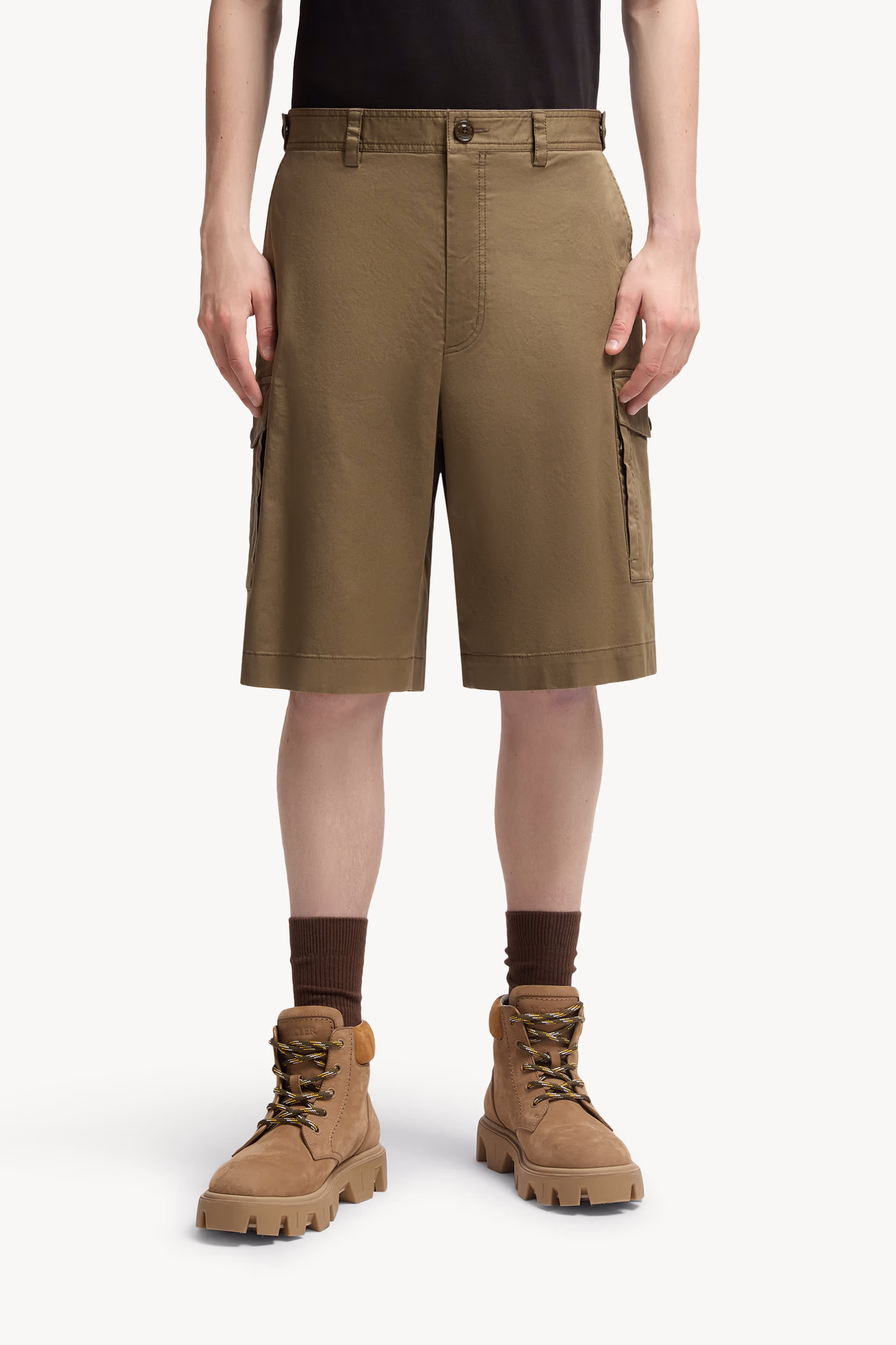Cotton Gabardine Cargo Shorts Men Olive Green Moncler 3